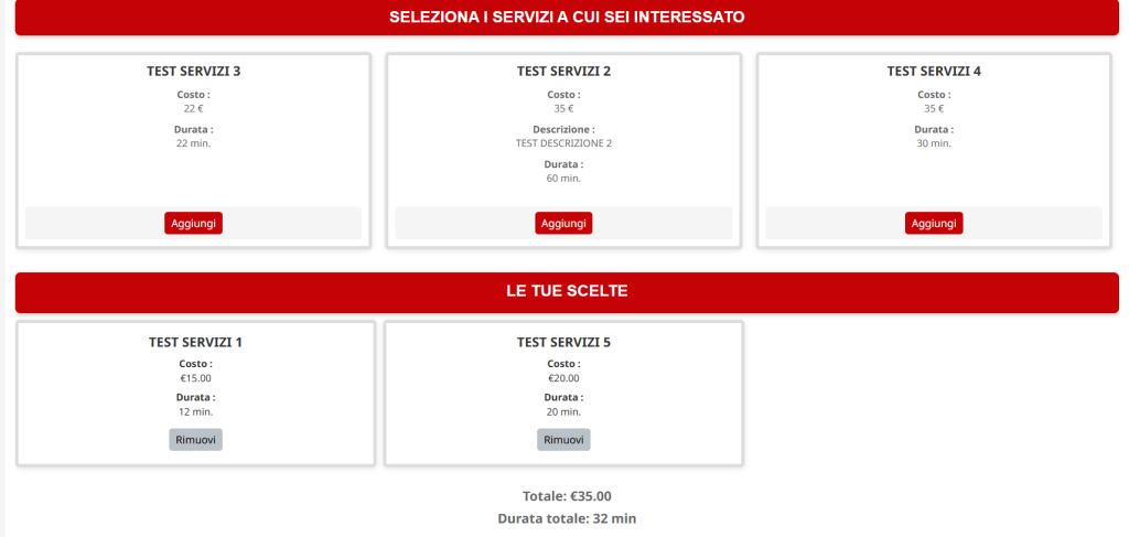 Schermata della prenotazione lato cliente in NarciSoft con selezione servizio, orario e conferma